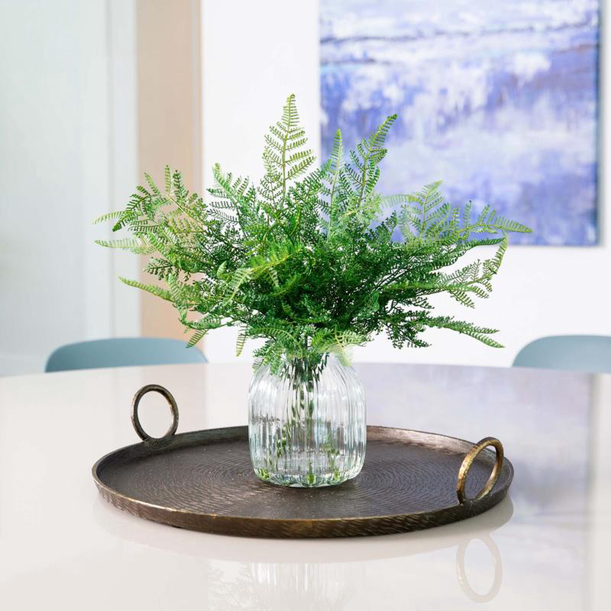 17 Artificial Forest Fern Arrangement in Glass Vase