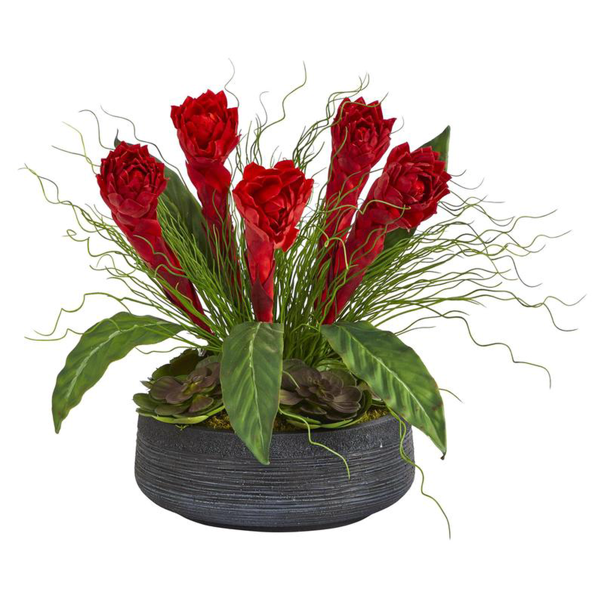 17 Ginger and Echeveria Succulent Artificial Plant in Decorative Bowl