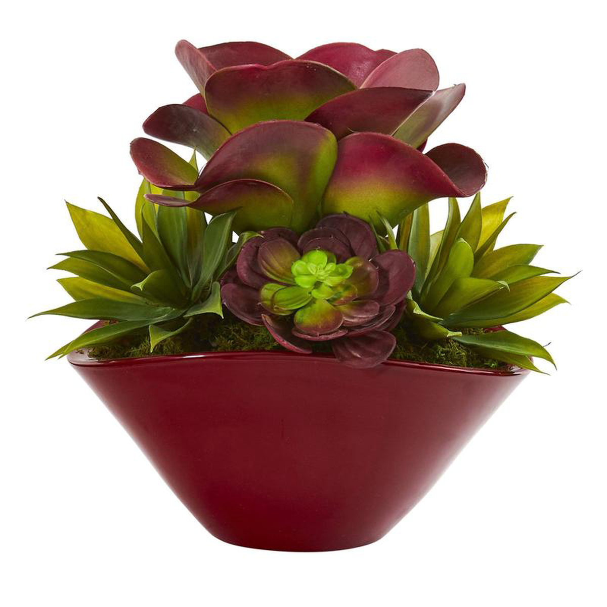 11 Mixed Succulent Artificial Plant in Burgundy Planter