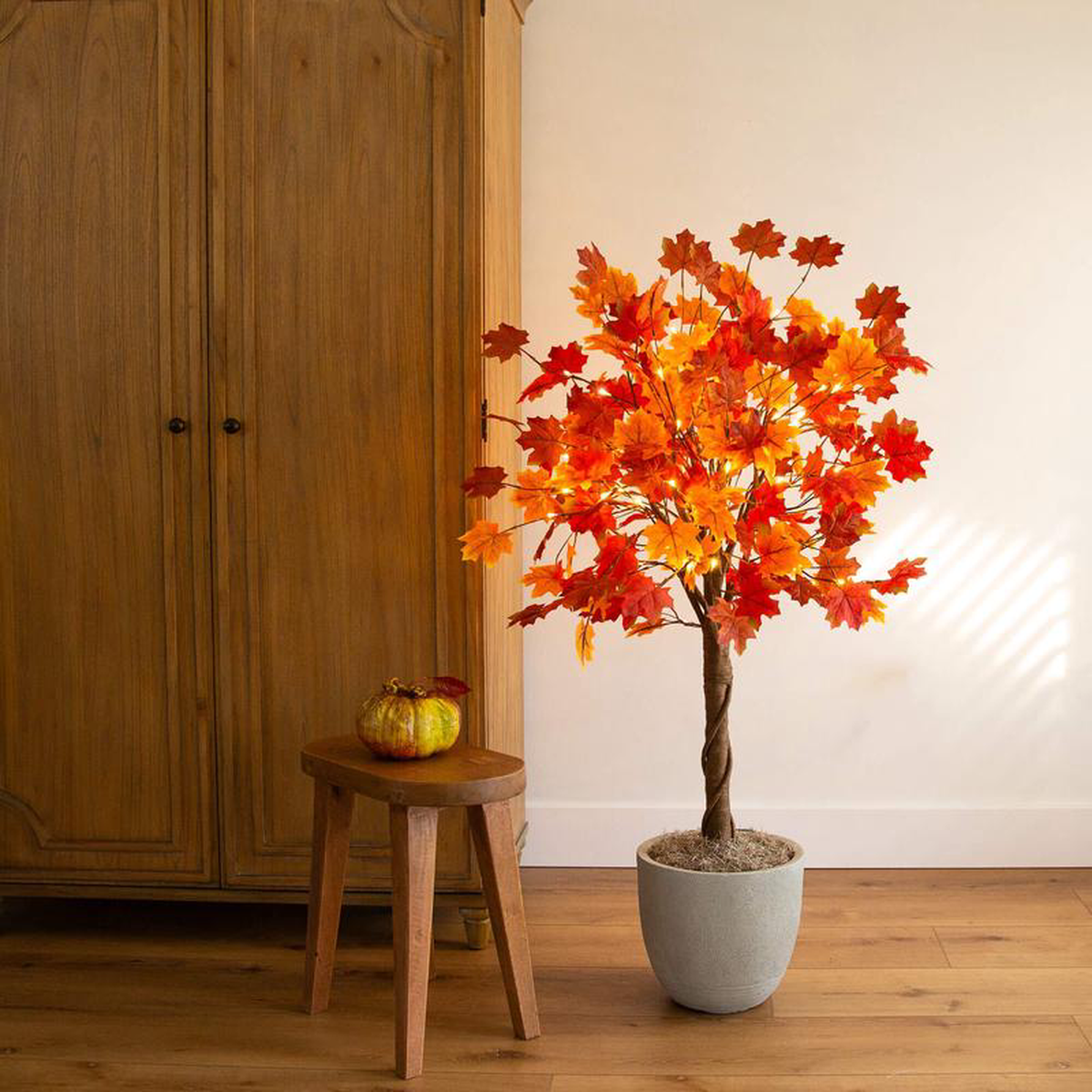 48217 Pre-Lit Deluxe Autumn Maple Artificial Fall Tree with 68 Warm White LED Lights