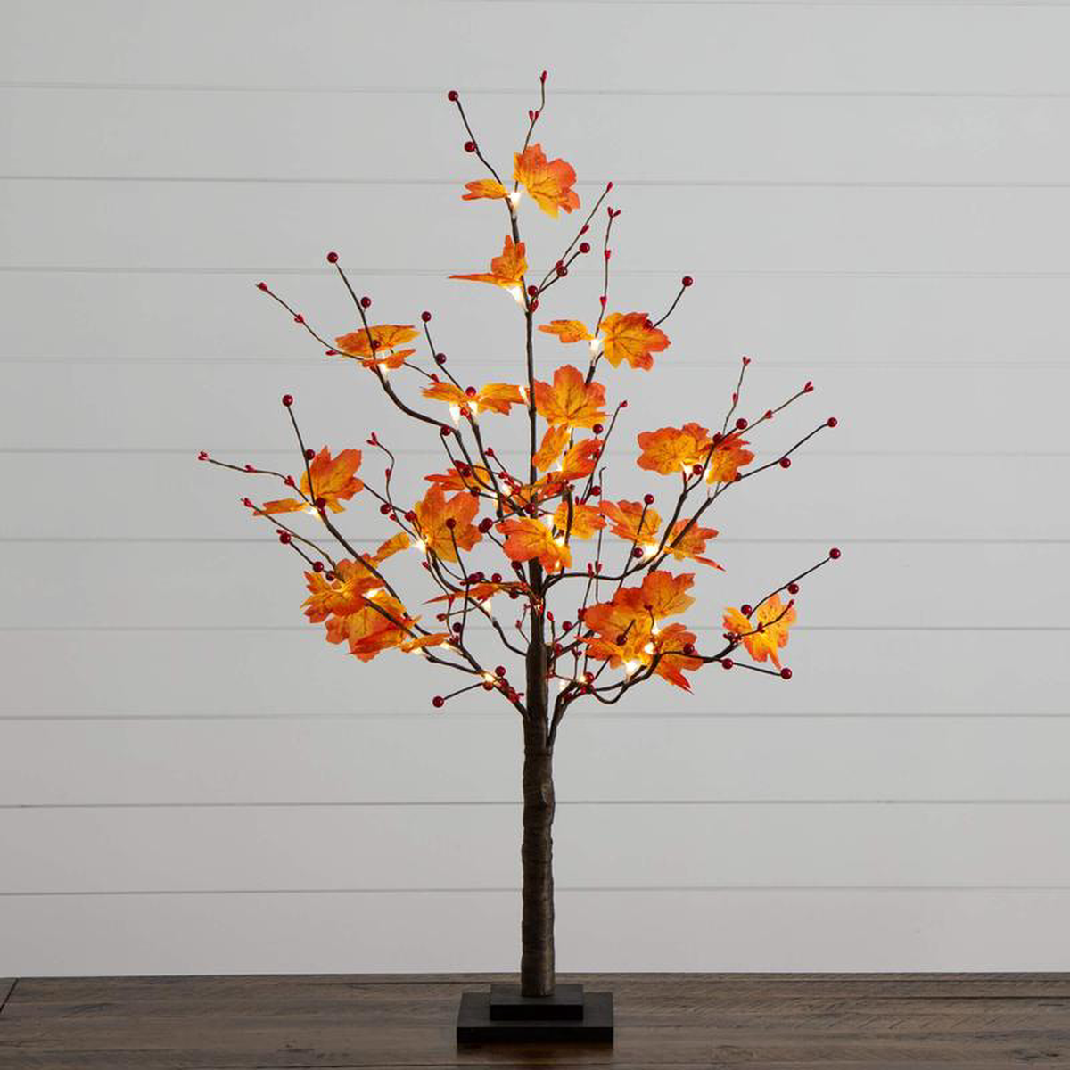 38217 Pre-Lit Autumn Maple Artificial Fall Tree with Berries and 36 Warm White LED Lights