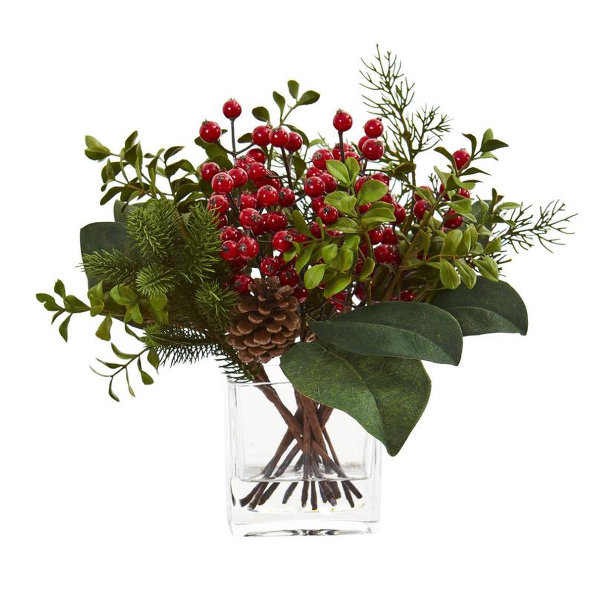 Berry Pine and Boxwood Artificial Arrangement