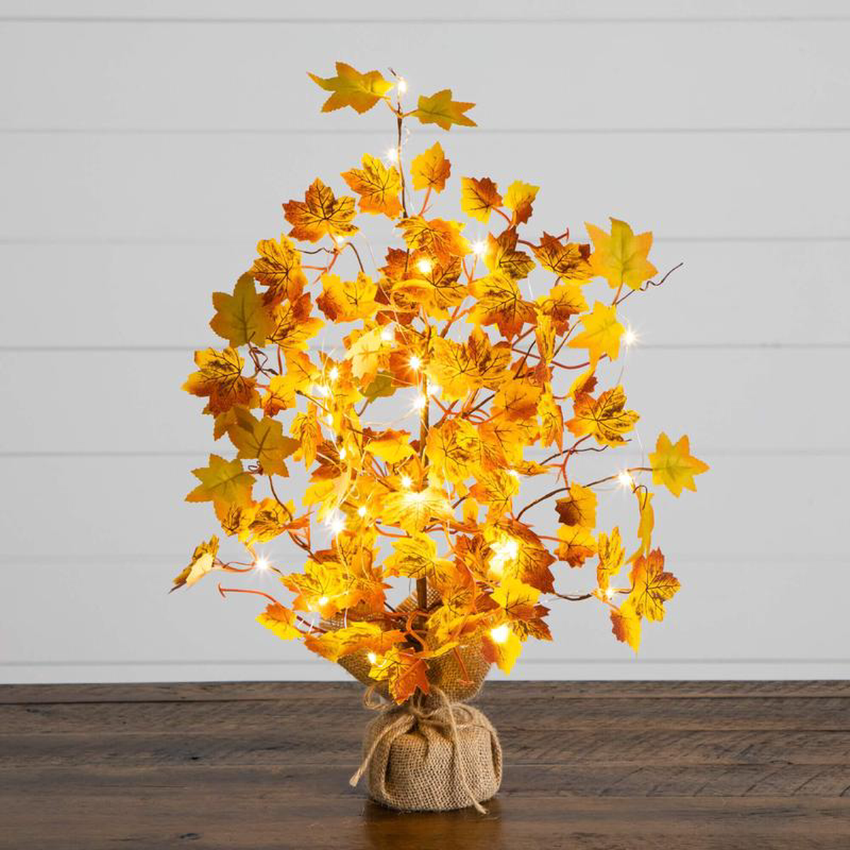 188221 Pre-Lit Autumn Maple Artificial Fall Tree with 30 LED String Lights in Burlap Wrapped Base