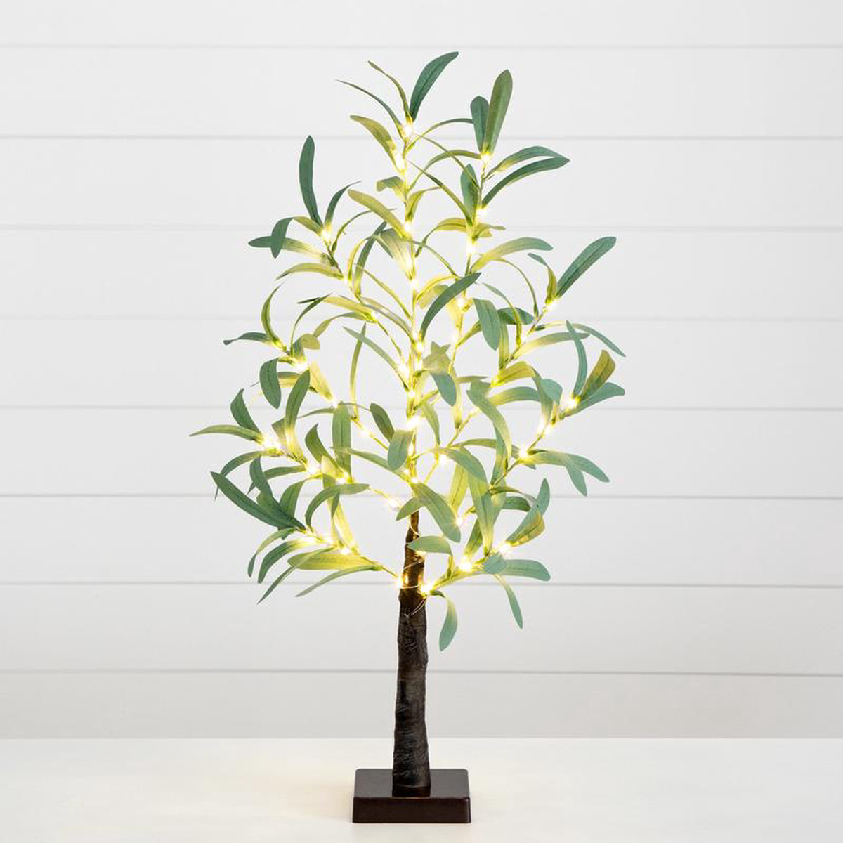 2 Lighted Artificial Olive Tree with 60 Warm White LED Lights