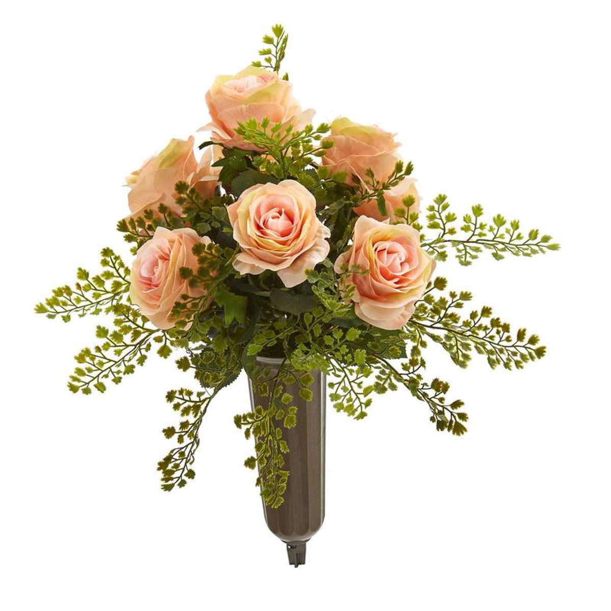 15 Rose and Greens Graveside Memorial Arrangement in Vase