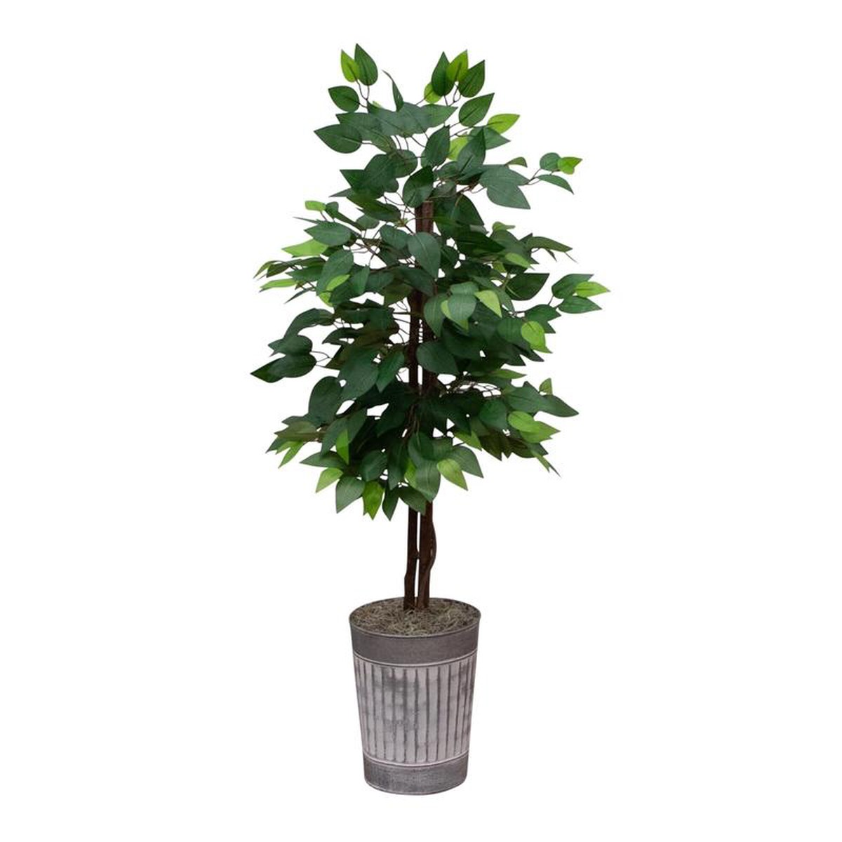 3 Artificial Double Trunk Ficus Tree in Metal Planter