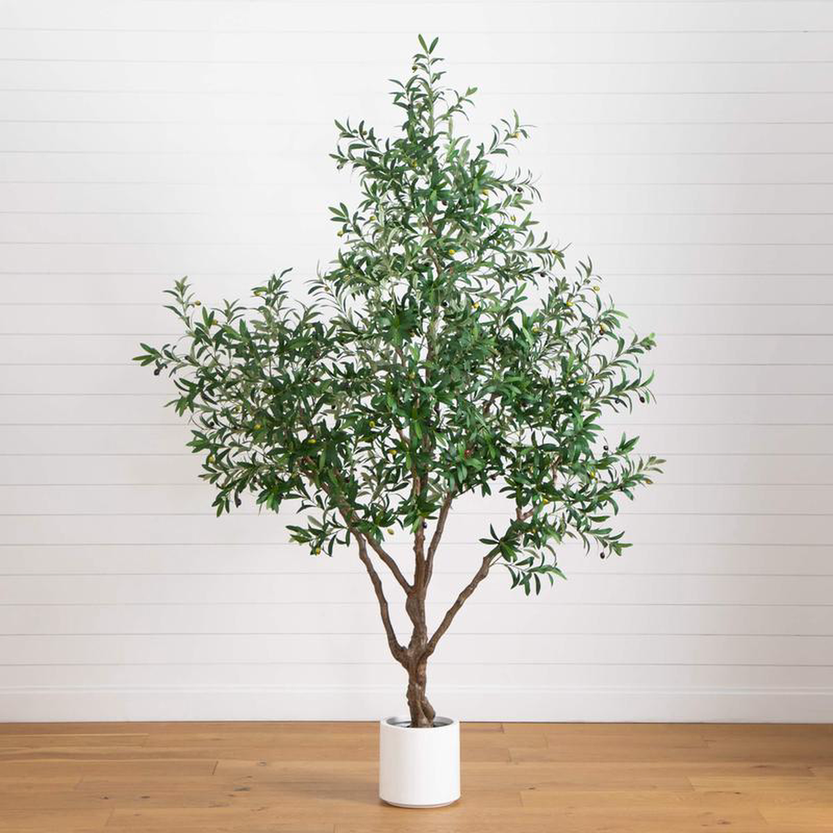 8 Artificial Grand Olive Tree in White Decorative Planter