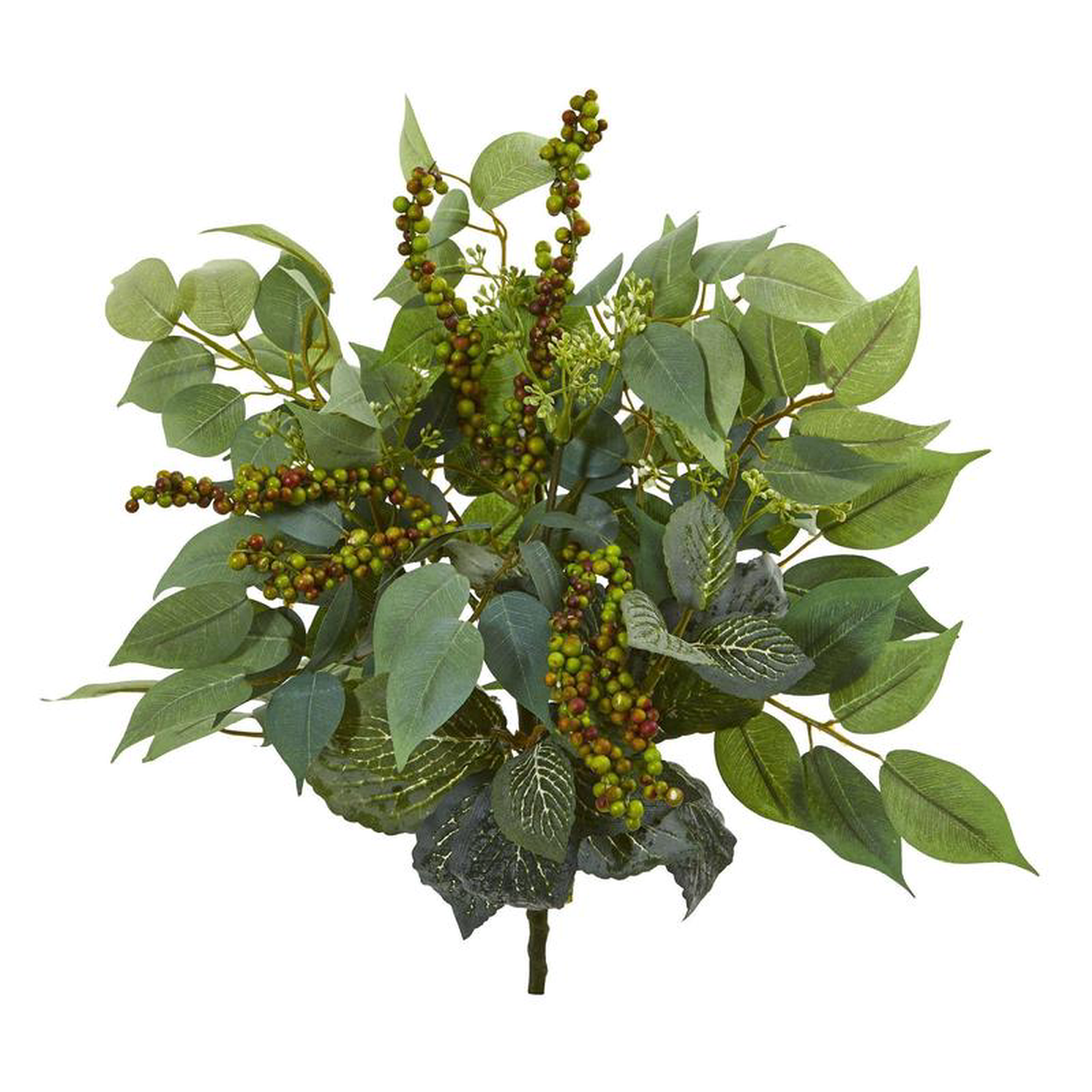 14 Mixed Ficus Fittonia and Berries Bush Artificial Plant (Set of 6)