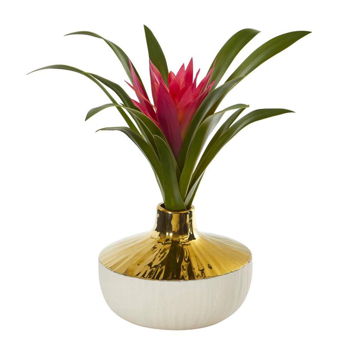 13 Ginger Artificial Plant in Gold and Cream Elegant Vase