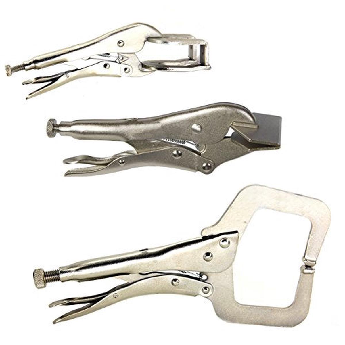 3pc Locking Grip Welding Clamp Vise C-Clamp Sheet Metal Clamp Plier Tool Set