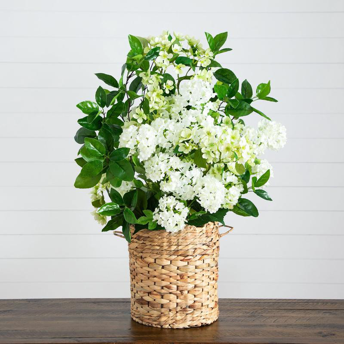 31 Artificial Mixed Flower Arrangement in Hyacinth Weave Basket