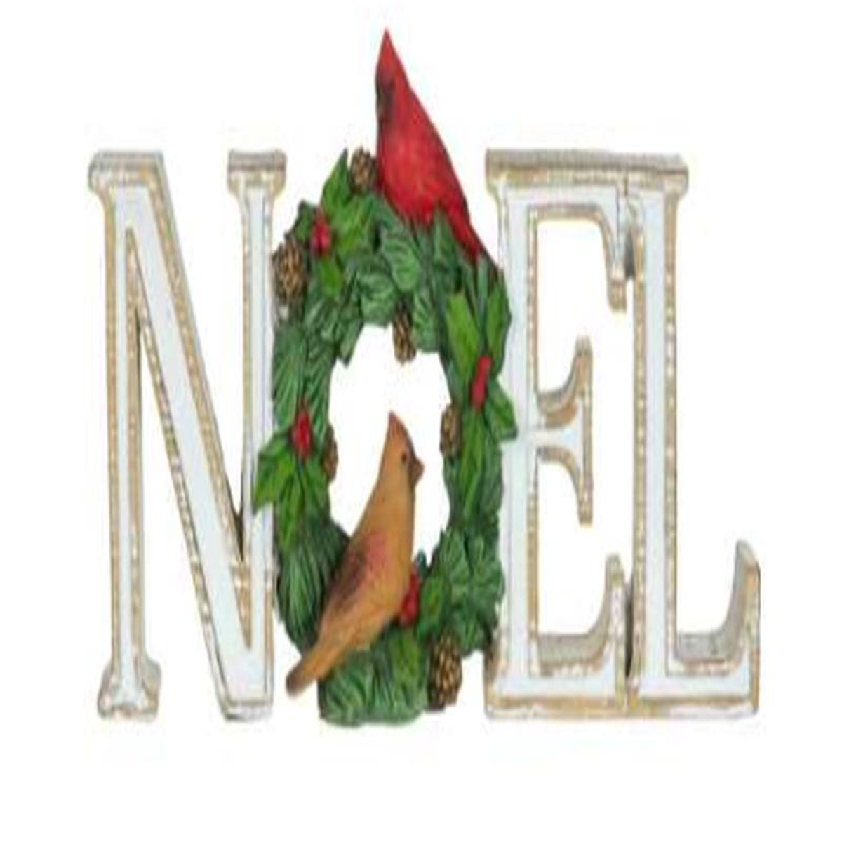 10.5 Noel Sign With Wreath/Cardinals