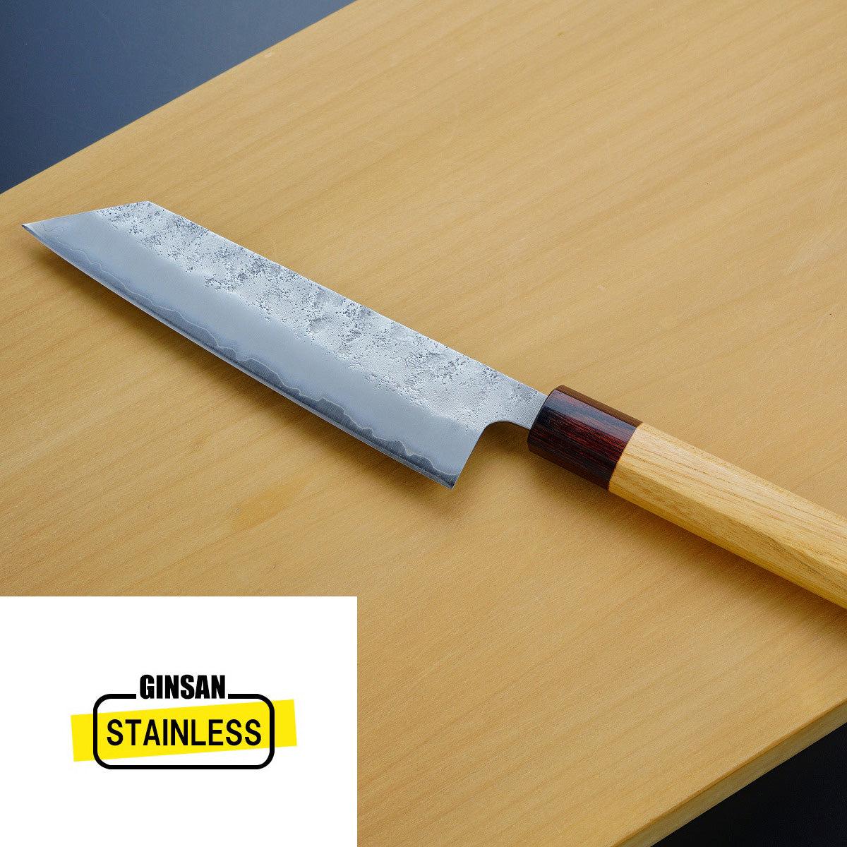 "HONMAMON" Bunka (Multi Purpose Knife) Ginsan Stainless Steel Nashiji, 170mm