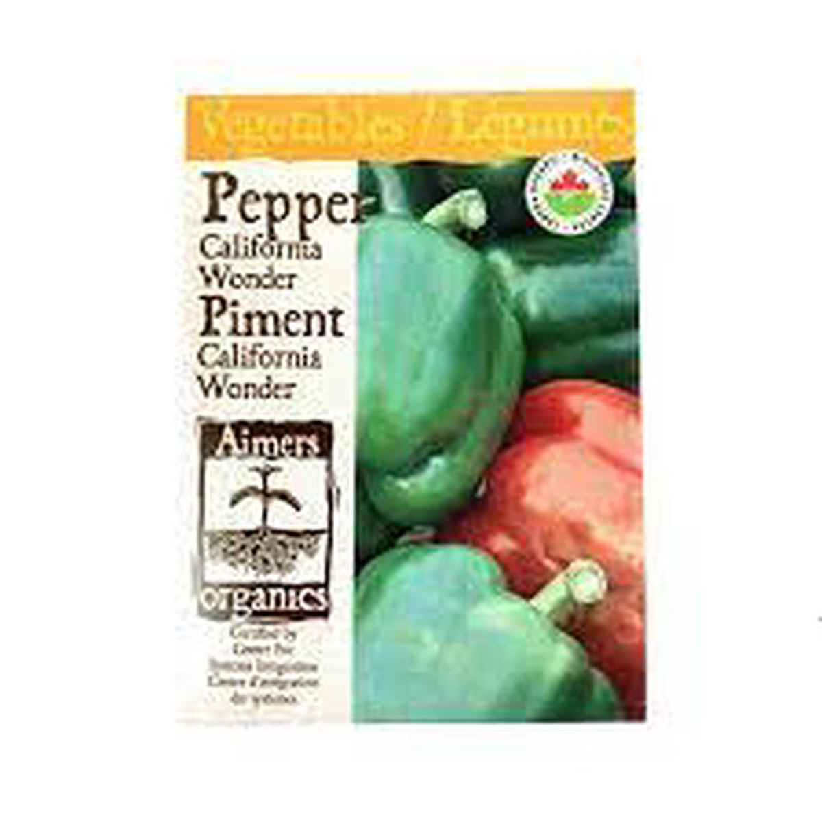 Aimers Organic Pepper California Wonder Seed Packet