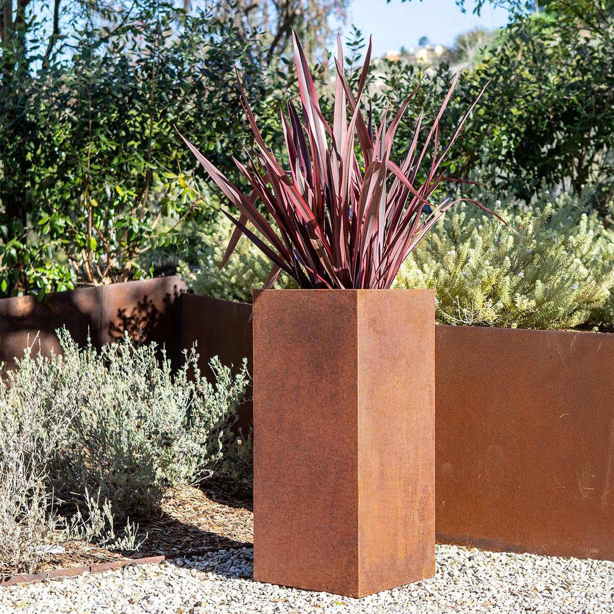 Veradek Metallic Series Corten Steel Pedestal Planters