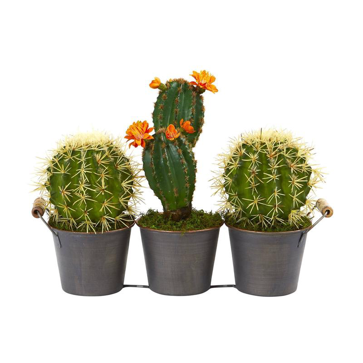 14 Cactus Artificial Plant in Triple Metal Planter