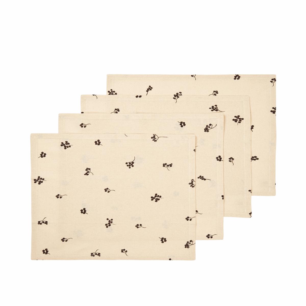 Baies Napkins - Set of 4 - Natural/Dark Chocolate