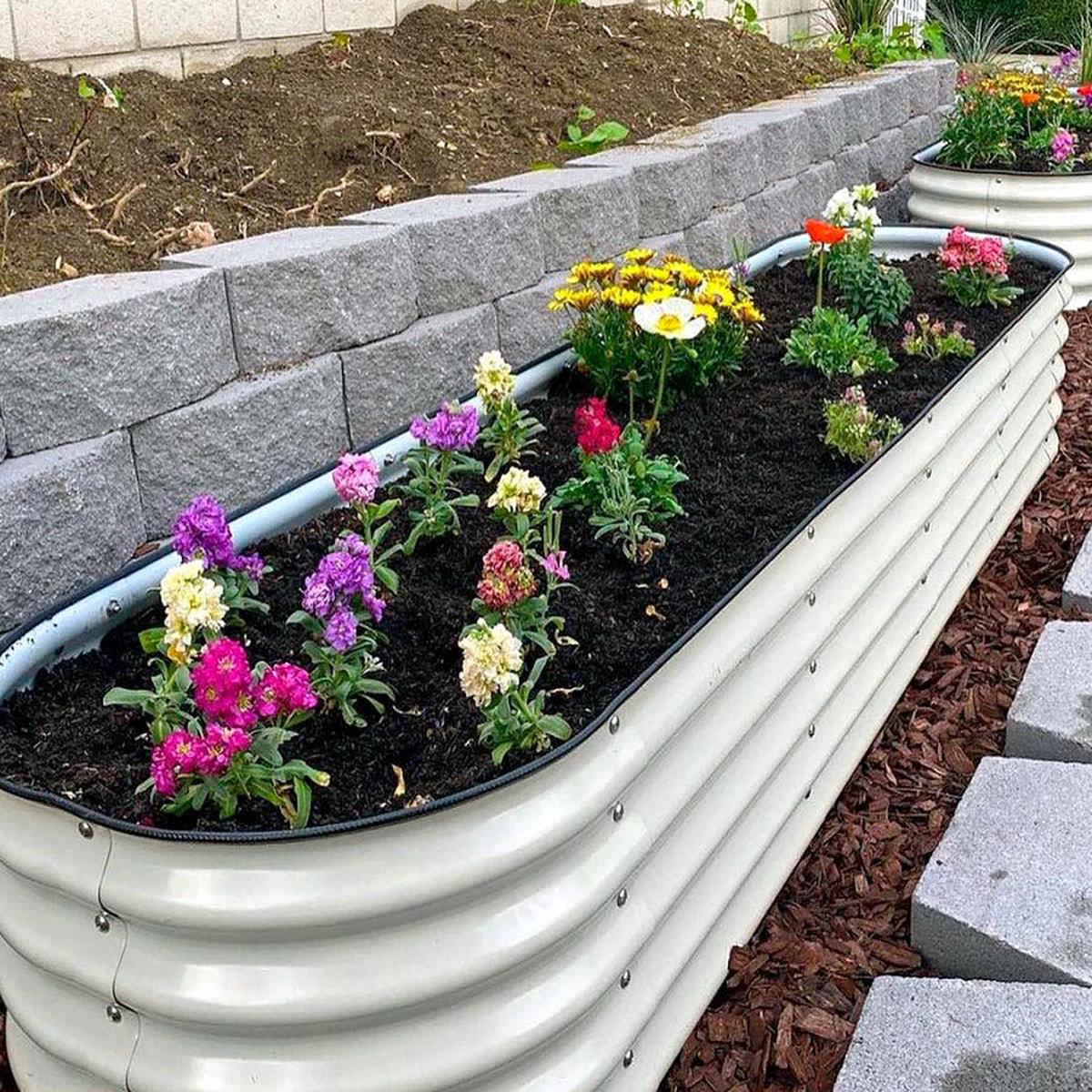 Vego Garden 17-Inch 9 In 1 Modular Metal Raised Bed (White)
