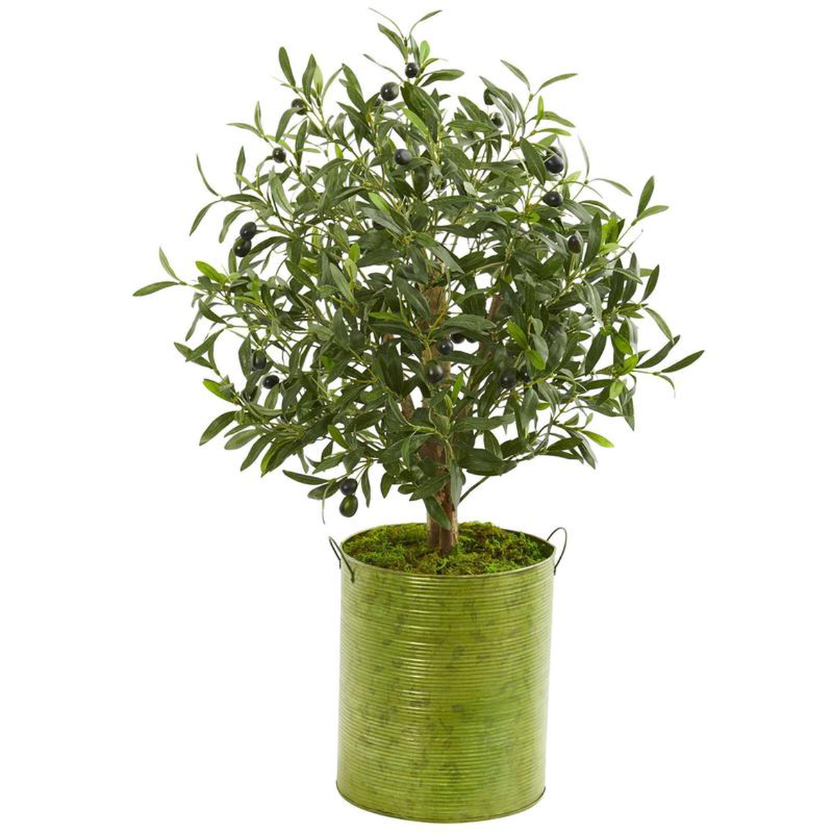 33 Olive Artificial Tree in Green Metal Planter