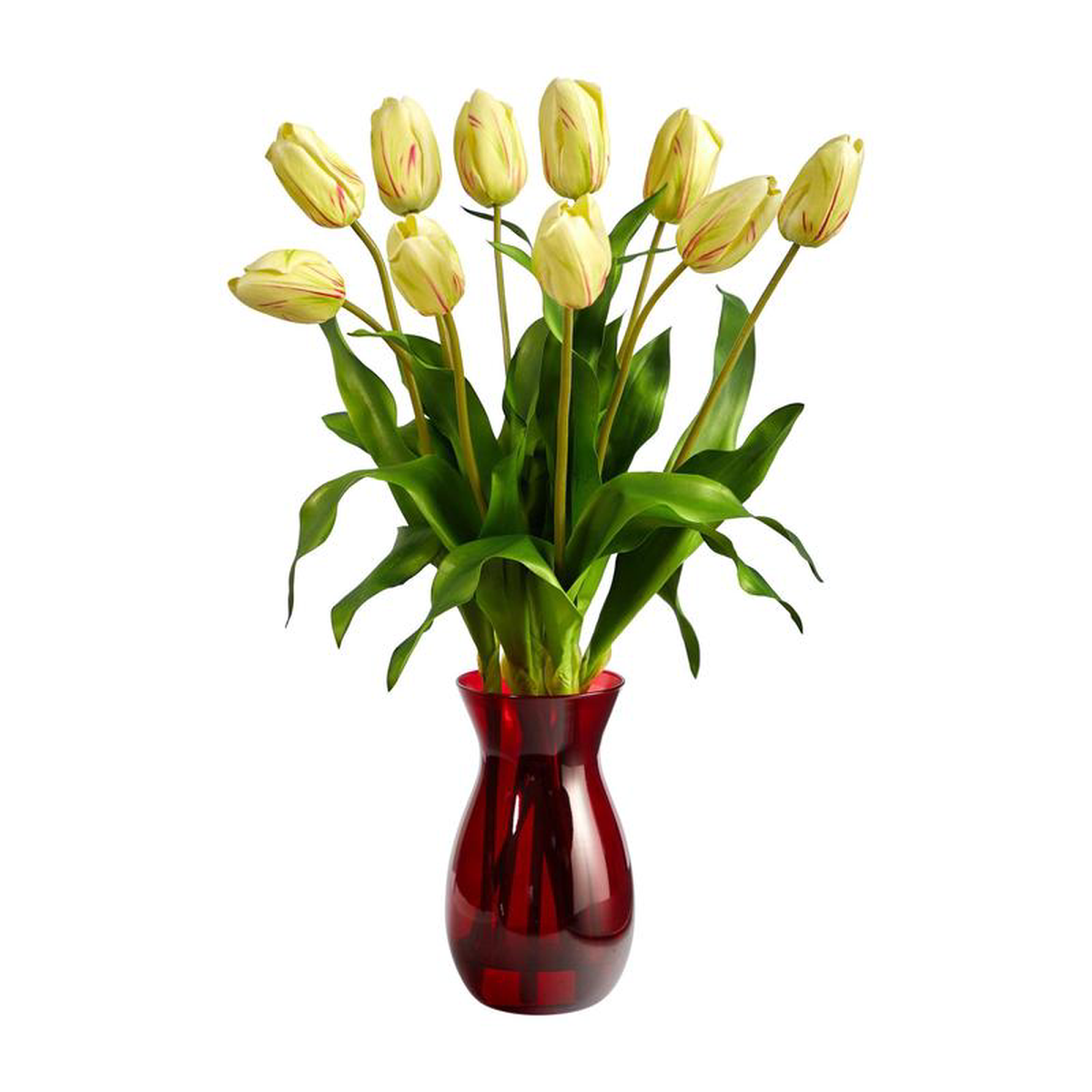 22 Dutch Tulip Artificial Arrangement in Ruby Vase